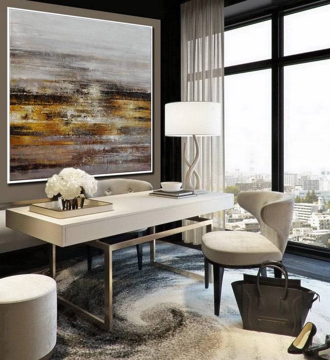 Oversized Brown Modern - luxury oversized wall art for villa